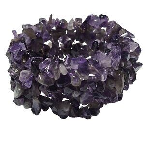 Amethyst Chip Stone Chunky Nugget Gemstone Cluster Stretch Bracelet Jewelry